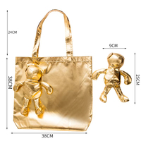 Nouveautés : Sac fourre-tout pliable en polyester enduit d'argent écologique, imperméable et réutilisable pour les courses