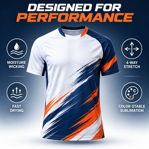 Maglia da Calcio Sportiva da Uomo a Maniche Corte, Traspirante e ad Asciugatura Rapida, per Squadre Ricreative, Bianca, Blu Navy, Arancione - Product Image 5