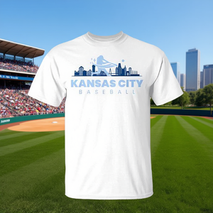 Camiseta de béisbol de Kansas City, diseño minimalista, estilo retro, estampado del horizonte de la ciudad - Product Image 3