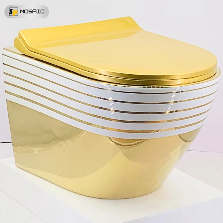 Europese En Amerikaanse Moderne Golden Gedessineerde Textuur Badkamer Bidet Serie Luxe Badkamer Keramische Wc