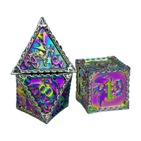 Lot de 7 dés de jeu de table RPG D&D D20 personnalisés en métal polyédrique avec logo, écologiques et de luxe, pour Dungeons & Dragons