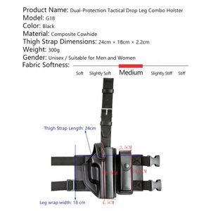Étui tactique dissimulé OWB en Kydex pour arme à feu, à fixation cuisse, avec dégagement rapide pour l'extérieur - Product Image 3