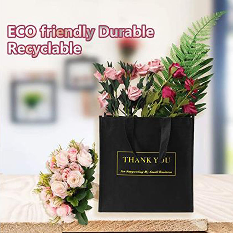 Custom printed recyclable large non-woven shopping bag with thank you