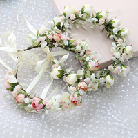 Guirlande de roses artificielles faites à la main en gros d'usine, serre-tête de mariée style princesse féerique 47 cm pour mariage et séance photo