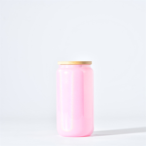 Tùy chỉnh 16 oz cốc thủy tinh 16 oz tái sử dụng bia thủy tinh có thể định hình chai ly thủy tinh với nắp tre và rơm - Product Image 3