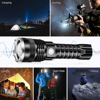 Lampe torche puissante transfrontalière, étanche IP67, en alliage d'aluminium, portée de faisceau de 500 m+, LED, portable, multifonctionnelle, pour situations d'urgence