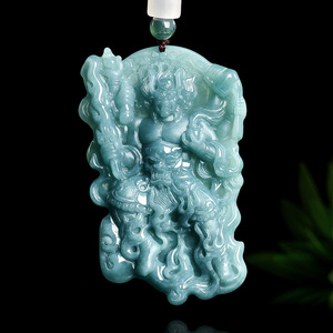 Colgante Étnico de Jadeíta Natural Grado A, Jade Azul Fuego y Agua, para Hombre y Mujer - Product Image 1