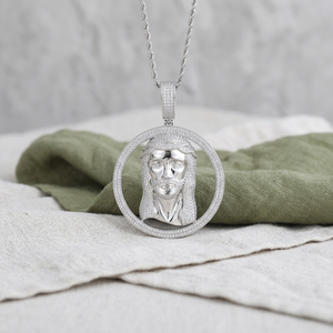 Pendentif Halo Jésus-Christ glacé en argent et moissanite, bijou de mode unisexe de luxe style hip-hop pour commémorations - Product Image 3