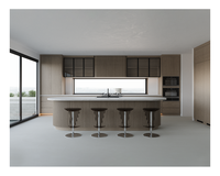 Ensemble d'unités de cuisine de luxe en contreplaqué à surface solide, meuble d'angle moderne, armoire murale de cuisine avec système de levage