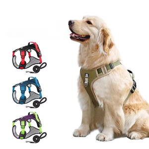 調節可能な大型犬用ハーネスベストオックスフォード布ファッショナブルなソリッドシンプルペット用品パッド入り防爆犬用リーシュ - Product Image 1