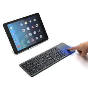 Tweemaal Opvouwbare Toetsenbord Draadloze Opvouwbare Touchpad Toetsenbord Voor Ios/Android/Tablet Abs Slanke Draadloze Bt Toetsenbord Met Touchpad