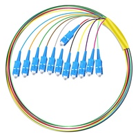 Puente de fibra óptica monomodo de red 3G del fabricante, paquete de 12 núcleos 0,9 con equipo de fibra óptica Pigtail de 12 colores usado