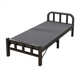 Modern Full Size Foldable Iron Frame Fabric Upholstered <b>Bed</b> Lightweight and Compact for Bedroom and Apartment Dormitory Use - Product Image 1