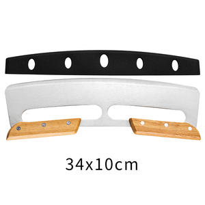 قطاعة بيتزا من الفولاذ المقاوم للصدأ ، قطاعة بيتزا ، عجلات بمقبض خشبي ، قواطع شفرات الروك مع غطاء واقي ، أدوات المطبخ - Product Image 6