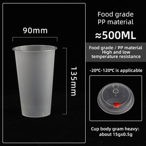 Logotipo personalizado de fábrica Impreso Esmerilado Transparente PP Vasos de plástico Desechables Leche Boba Espuma Té Tazas de plástico - Product Image 4