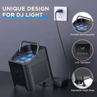 Luz Par de Batería de 90W 9x18W, 8800mAh, IP65, Inalámbrica para Exteriores, Control DMX por APP, Pantalla OLED, 25 3-12h, Iluminación de Efectos para Escenarios y Bodas