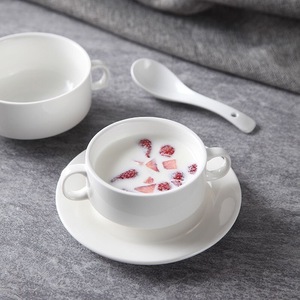 Cuenco Binaural de cerámica japonés creativo para postres, tazas, huevos al vapor, sopas pequeñas para niños - Product Image 6