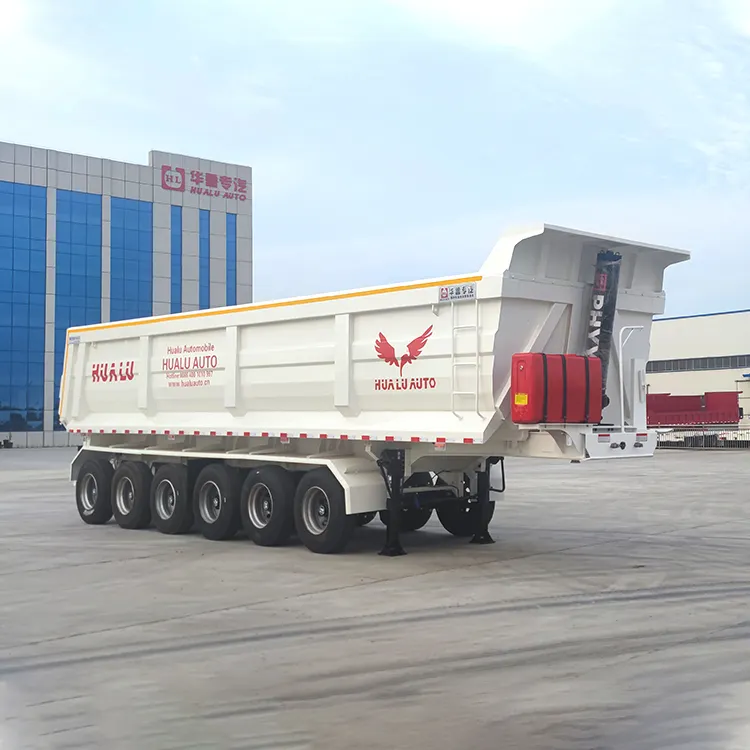 Chine Usine Charge Lourde 3 Essieux Cargo Camions Benne Semi Remorque Arrière Benne Remorque À Vendre