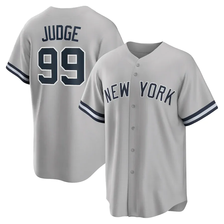 1:1 Asli AS Seragam Bisbol Tim Pria New York #99 Aaron Hakim NK Jersey Bisbol Rumah Putih Jersey Softball Kustom