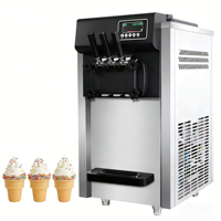 Machine à glace molle professionnelle sur pied 220V 2100W en acier inoxydable argenté à 4 roues pour boulangerie, bar à desserts, lounge, club - Garantie 1 an