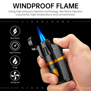 Nuevo encendedor de antorcha de gas butano con encendedor de cigarros de aleación de Metal de llama a prueba de viento con soporte y caja de regalo - Product Image 5