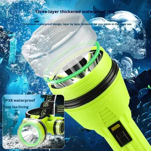 Linterna <span class=keywords><strong>de</strong></span> <span class=keywords><strong>Buceo</strong></span> Portátil Recargable LED, Foco Frontal Impermeable <span class=keywords><strong>de</strong></span> Alta Potencia 18650, Luz Frontal Subacuática - Product Image 2