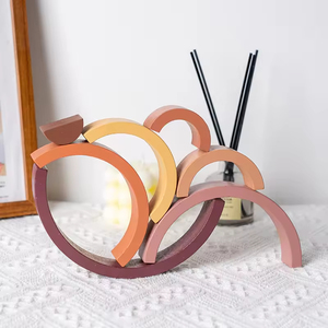 뜨거운 판매 맞춤형 저렴한 어린이 나무 무지개 쌓기 빌딩 블록 세트 몬테소리 교육 학습 장난감 어린이를위한 - Product Image 4