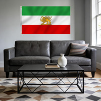 Drapeau national historique de l'Iran en polyester, Lion et Soleil, 3x5FT, couleurs vives, drapeau d'extérieur