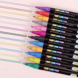 Double Line Metallic Outline <b>Marker</b> 8 Colors <b>Permanent</b> Ink Fine Tip Shake & Press Design for Writing Drawing & Greeting Cards - Product Image 1