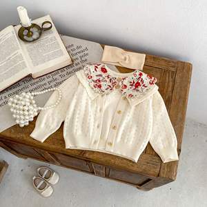 OEM ODM Veste en tricot pour bébé nouveau-né personnalisée, cardigan uni pour filles, pull en coton pour tout-petits - Product Image 5