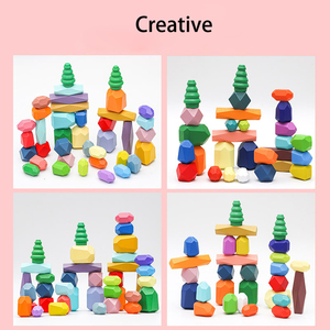 40 Stuks Houten Sorteren En Stapelen Stenen Regenboog Balanceren Constructie Houten Stapelen Rotsen Bouwstenen Educatief Speelgoed - Product Image 5