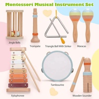 Baby Wooden Musical Instruments Set Neutral Color Montessori Musical Toy Preschool Education Learning Percussion Instruments Toy