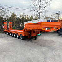 Remorque surbaissée à dix essieux extensible avec plateforme télescopique pour le transport de machines surdimensionnées