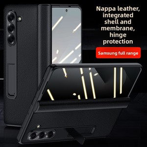 Coque de téléphone en cuir véritable avec protection de charnière, support invisible et protection anti-chute, compatible avec Samsung ZFold6/W25 - Product Image 6
