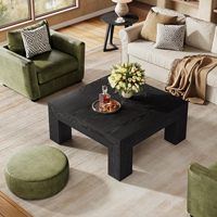 Table basse carrée Tribesigns de 39,4 pouces, style farmhouse, en MDF noir, table d'appoint avec pieds en bois robustes pour le salon