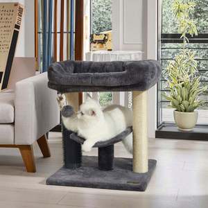 Torre para Gatos de Felpa Gris Oscuro, Moderna, con Poste Rascador de Madera, Directo de Fábrica en China - Product Image 5