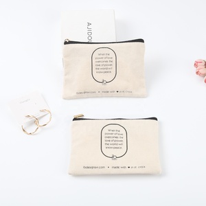 Bolsa de Lona Natural con Logotipo Personalizado, Bolsa de Maquillaje con Cierre de Algodón, Bolsa Cosmética - Product Image 4