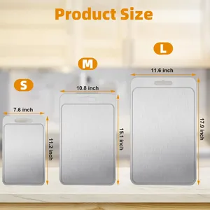 Juego de 3 Tablas de Cortar de Titanio - 100% Titanio Puro, Doble Cara, Grado Alimenticio, Resistentes al Óxido, Duraderas, Perfectas para Carne - Product Image 2