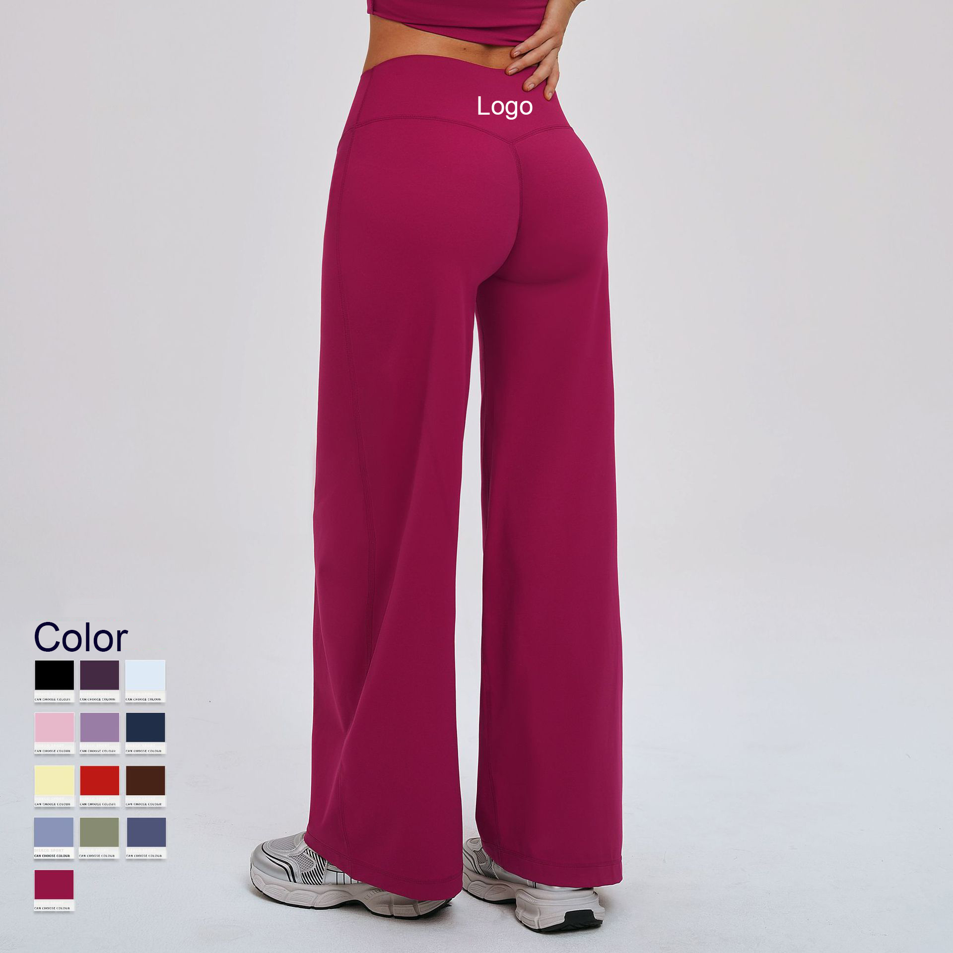 Yoga Pants Women High Waist Tummy Control Solid Polyamide Stretch Casual Soft Flared Leg Full Length Bottoms Eco-Friendly