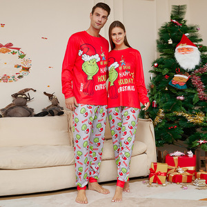 Conjunto de Pijamas de Natal Personalizado para Adultos e Crianças, 2 Peças, Conjunto de Pijamas do Grinch para Família - Product Image 2