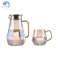 Pichet en verre ambré transparent de 1500ml avec couvercle et bec verseur Pichet à boissons Conteneur à jus Pichet à thé glacé à eau