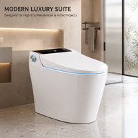 WC intelligent sans réservoir certifié CUPC CE, avec capteur de pied, chasse automatique, bidet intégré, siphon en S, pour projets hôteliers et résidentiels