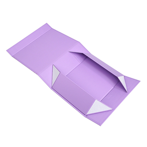Emballage en papier pliable boîte-cadeau de demoiselle d'honneur magnétique rigide violette personnalisée avec ruban vente en gros - Product Image 4