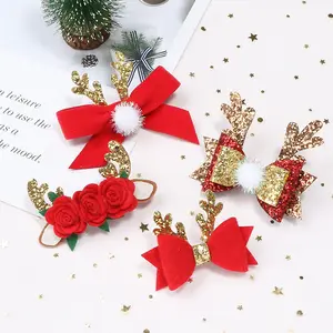 Luxe Custom Kerstcadeaus Baby Haaraccessoires Haarspeldjes Leer Haar Clip Set Zoete Non Slip Metalen Haarspeld Set Haarspelden