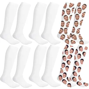 定制白色毛坯3D花卉数字印刷男士定制升华印花袜子