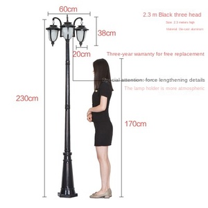 Poste de luz de calle antiguo, poste de lámpara de aluminio con alimentación eléctrica para césped, jardín, bolardo impermeable para exteriores, luces de jardín - Product Image 4