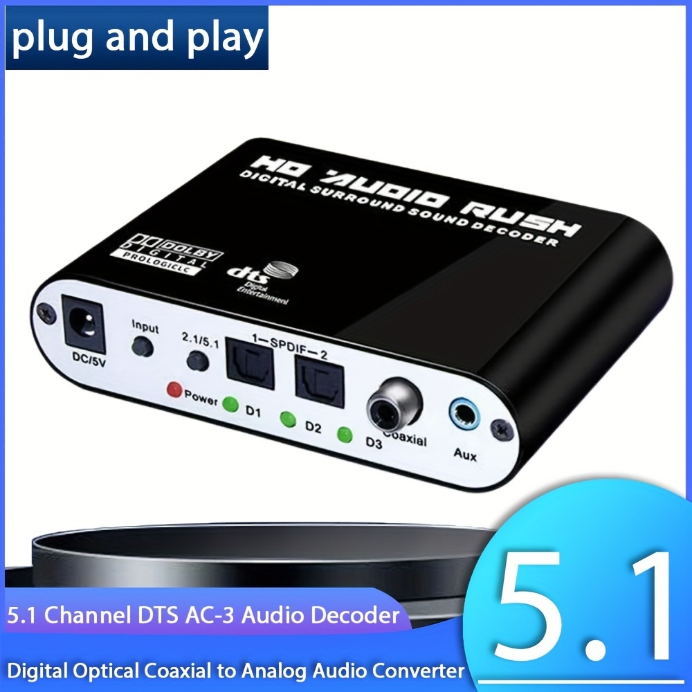 <strong>5.1</strong> <strong>Audio</strong> <strong>Digital</strong> Sound <strong>Decoder</strong> Converter <strong>Digital</strong> Optical Coaxial to Analog <strong>Audio</strong> Converter <strong>5.1</strong> Channel DTS AC-3 <strong>Audio</strong> <strong>Decoder</strong>