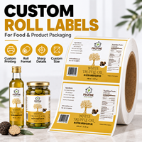 Étiquettes personnalisées pour rouleaux alimentaires, autocollants blancs en BOPP imperméables pour bouteilles d'huile et bocaux avec impression couleur intégrale