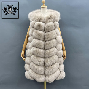 Janefur High Quality Ladies Real Fox Fur Vest <strong>Girls</strong> Winter <strong>Long</strong> Style Natural Fur <strong>Gilet</strong> - Product Image 1