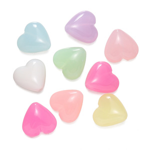 Perles en acrylique en forme de cœur, 12 mm, couleur gelée plate, pour la création de bijoux, accessoires DIY, chaîne de téléphone portable, chaîne de sac - Product Image 1